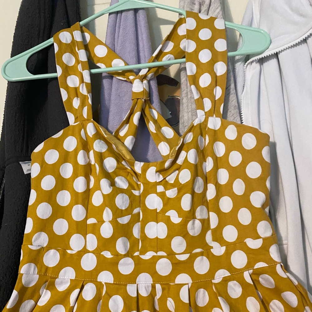 ModCloth mustard yellow polka dot dress